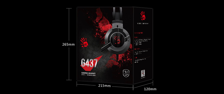 Bloody G437 USB Gaming Headset - 7.1 Surround Sound (Gun Black)