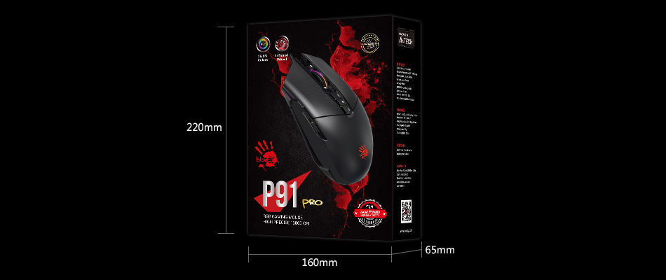 Bloody P91 Pro RGB Gaming Mouse - 16,000 DPI (Stone Black)